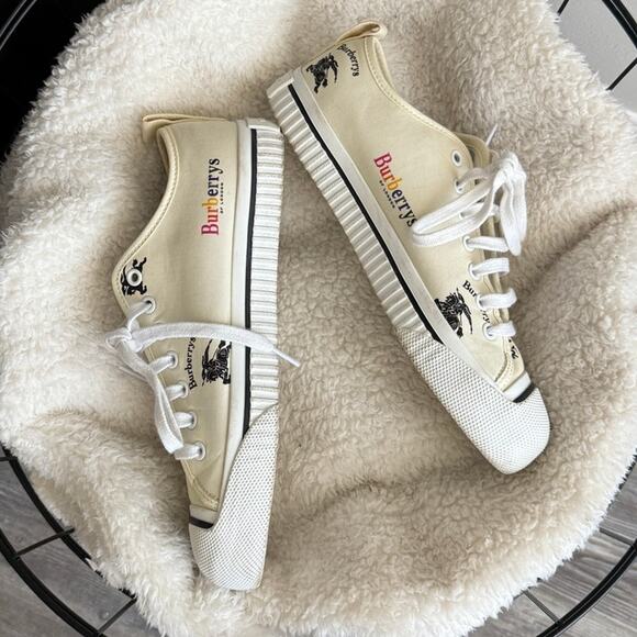 Burberry Canvas Cream Rainbow Printed Sneakers - Picture 5 of 7